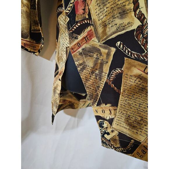 August Silk Blouse Size Small All Over Print 100% Silk Business Casual Travel - Picture 4 of 6